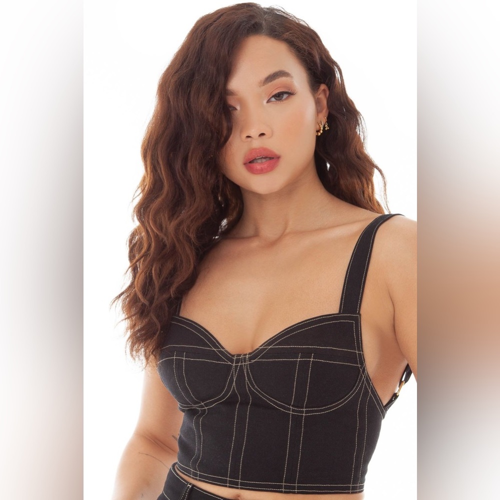 Are you am I Skia Denim Bustier Corset Top